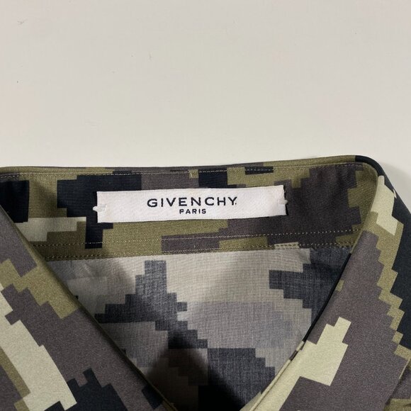 Givenchy Pixel Camo Star Motif Long Sleeve Button Up Shirt men's size FR40 / L - Picture 5 of 9